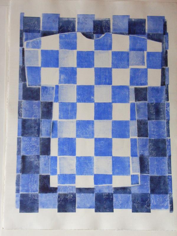 In een blauw geruite kiel